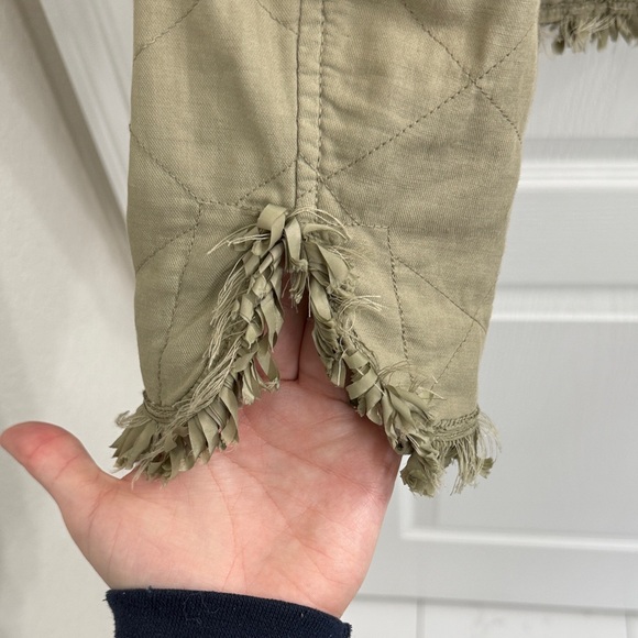 Ermanno Scervino Olive Quilted Button Up Blazer with Fringe Size 42 (US Small) - Picture 6 of 12